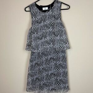 Dolce Vita Black/Cream Animal Print Sleeveless Dress w/ Open Back & Overlay